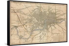 Map of London Showing the Birmingham, Bristol, Thames Junction Railway, 1839-null-Framed Stretched Canvas