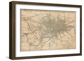 Map of London Showing the Birmingham, Bristol, Thames Junction Railway, 1839-null-Framed Giclee Print