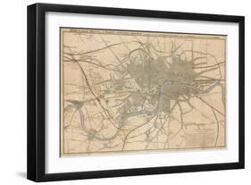 Map of London Showing the Birmingham, Bristol, Thames Junction Railway, 1839-null-Framed Giclee Print