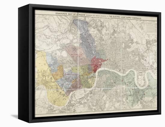 Map Of London-Edward Stanford-Framed Stretched Canvas