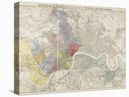 Map Of London-Edward Stanford-Stretched Canvas