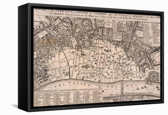 Map of London-Wenceslaus Hollar-Framed Stretched Canvas