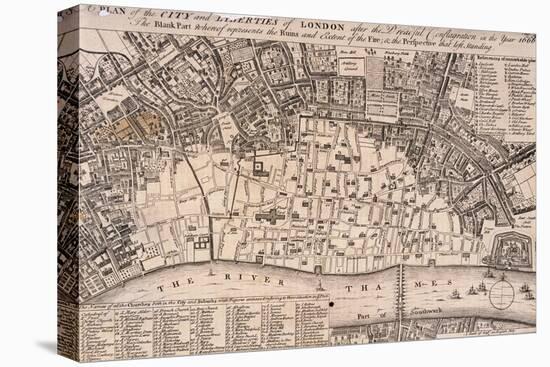 Map of London-Wenceslaus Hollar-Stretched Canvas