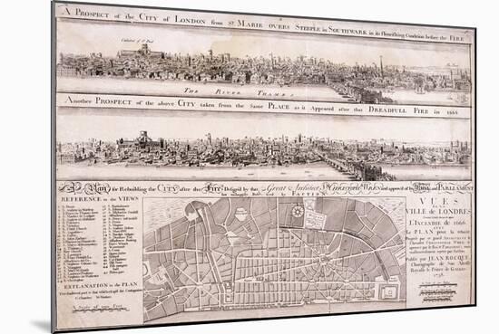 Map of London-Christopher Wren-Mounted Giclee Print