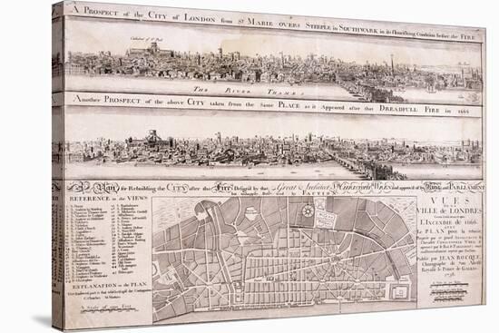 Map of London-Christopher Wren-Stretched Canvas