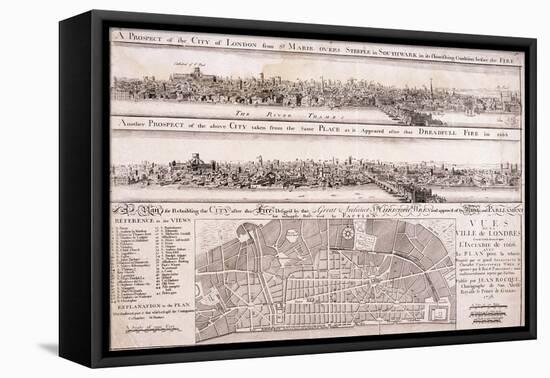 Map of London-Christopher Wren-Framed Stretched Canvas