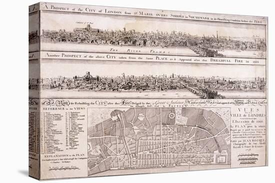 Map of London-Christopher Wren-Stretched Canvas