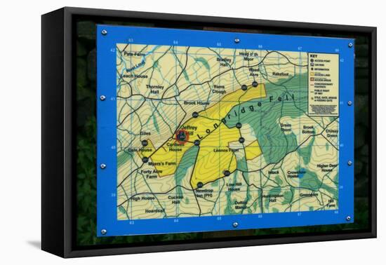Map of Longridge Fell, Lancashire-Peter Thompson-Framed Stretched Canvas