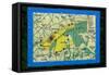 Map of Longridge Fell, Lancashire-Peter Thompson-Framed Stretched Canvas