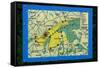 Map of Longridge Fell, Lancashire-Peter Thompson-Framed Stretched Canvas