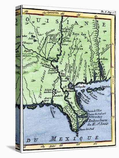 Map of Louisiana, 1744, Showing the Mouths of the Mississippi River While Part of New France-null-Stretched Canvas