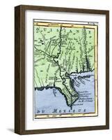 Map of Louisiana, 1744, Showing the Mouths of the Mississippi River While Part of New France-null-Framed Giclee Print