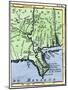 Map of Louisiana, 1744, Showing the Mouths of the Mississippi River While Part of New France-null-Mounted Giclee Print