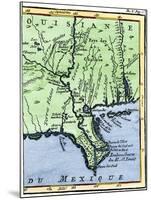 Map of Louisiana, 1744, Showing the Mouths of the Mississippi River While Part of New France-null-Mounted Giclee Print