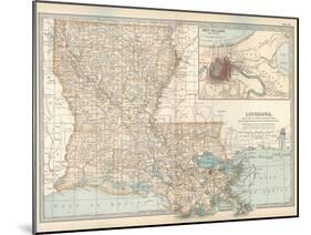 Map of Louisiana. United States. Inset Map of New Orleans and Vicinity-Encyclopaedia Britannica-Mounted Art Print