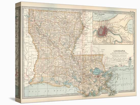 Map of Louisiana. United States. Inset Map of New Orleans and Vicinity-Encyclopaedia Britannica-Stretched Canvas