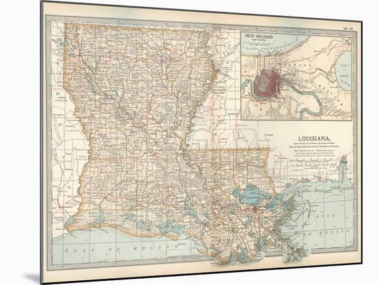 Map of Louisiana. United States. Inset Map of New Orleans and Vicinity-Encyclopaedia Britannica-Mounted Art Print