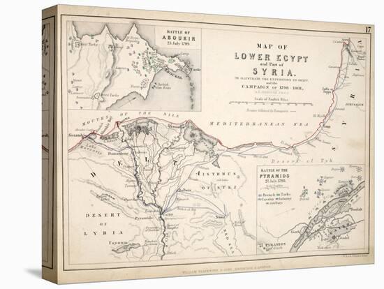 Map of Lower Egypt and Part of Syria, Published by William Blackwood and Sons, Edinburgh and…-Alexander Keith Johnston-Stretched Canvas