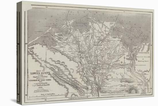 Map of Lower Egypt, Showing the Lines of Railway and Projected Isthmus of Suez Canal-John Dower-Stretched Canvas