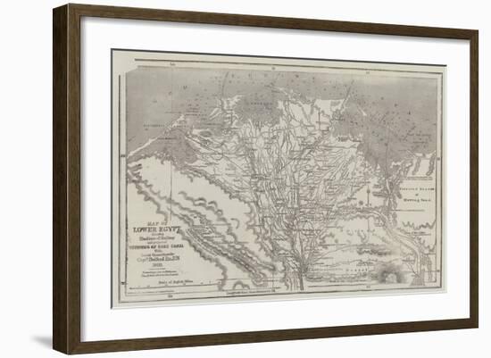 Map of Lower Egypt, Showing the Lines of Railway and Projected Isthmus of Suez Canal-John Dower-Framed Giclee Print