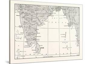 Map of Lower India and Ceylon, Sri Lanka-null-Stretched Canvas