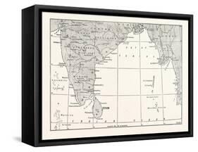 Map of Lower India and Ceylon, Sri Lanka-null-Framed Stretched Canvas