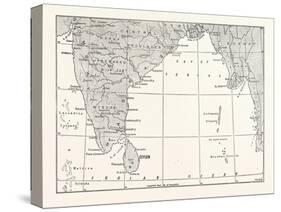 Map of Lower India and Ceylon, Sri Lanka-null-Stretched Canvas
