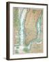 Map of Lower Manhattan and Central Park-null-Framed Giclee Print