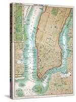 Map of Lower Manhattan and Central Park-null-Stretched Canvas