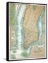 Map of Lower Manhattan and Central Park-null-Framed Stretched Canvas