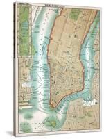 Map of Lower Manhattan and Central Park-null-Stretched Canvas