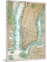 Map of Lower Manhattan and Central Park-null-Mounted Giclee Print