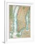 Map of Lower Manhattan and Central Park-null-Framed Giclee Print