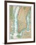 Map of Lower Manhattan and Central Park-null-Framed Giclee Print