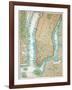 Map of Lower Manhattan and Central Park-null-Framed Giclee Print