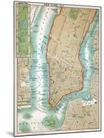 Map of Lower Manhattan and Central Park-null-Mounted Giclee Print