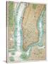 Map of Lower Manhattan and Central Park-null-Stretched Canvas