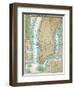 Map of Lower Manhattan and Central Park-null-Framed Giclee Print