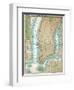 Map of Lower Manhattan and Central Park-null-Framed Giclee Print