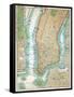 Map of Lower Manhattan and Central Park-null-Framed Stretched Canvas