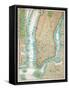 Map of Lower Manhattan and Central Park-null-Framed Stretched Canvas