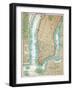 Map of Lower Manhattan and Central Park-null-Framed Giclee Print