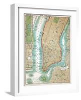 Map of Lower Manhattan and Central Park-null-Framed Giclee Print