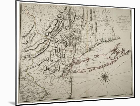 Map of Lower New York State and Surrounding Areas, C.1775-John Montresor-Mounted Giclee Print