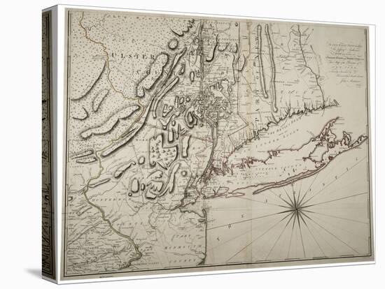 Map of Lower New York State and Surrounding Areas, C.1775-John Montresor-Stretched Canvas