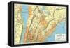 Map of Lower Westchester County, New York-null-Framed Stretched Canvas
