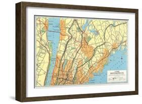 Map of Lower Westchester County, New York-null-Framed Art Print