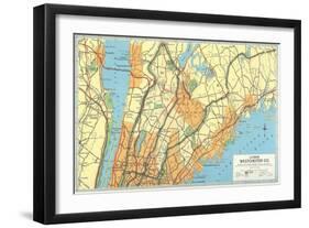 Map of Lower Westchester County, New York-null-Framed Art Print