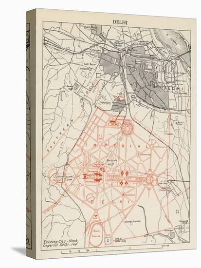 Map of Lutyens' projected Imperial Delhi, 1910-12-null-Stretched Canvas