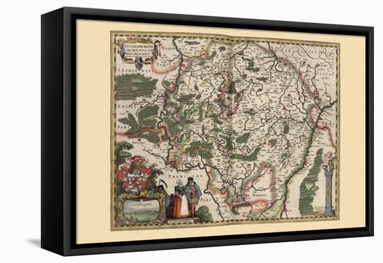 Map of Luxembourg-Pieter Van der Keere-Framed Stretched Canvas
